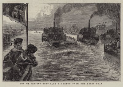 The University Boat-Race, en skisse fra Press Boat av Sydney Prior Hall